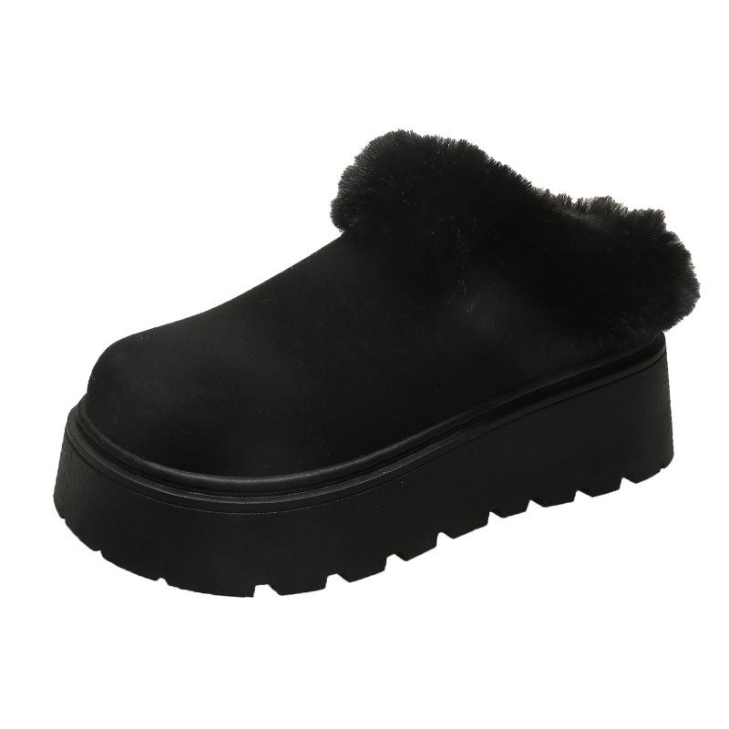 Winter new thick velvet warm half-tray cotton shoes casual outdoor snow boots women