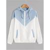 Damen Frühling Langarm Colorblocking Kapuzenjacke Gerade Lässig Bequem Sportmantel
