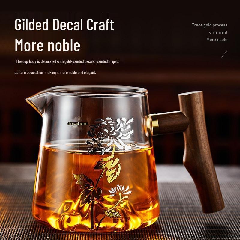 HANDUNYOU Heat-Resistant Glass Fairness Cup with Wooden Handle