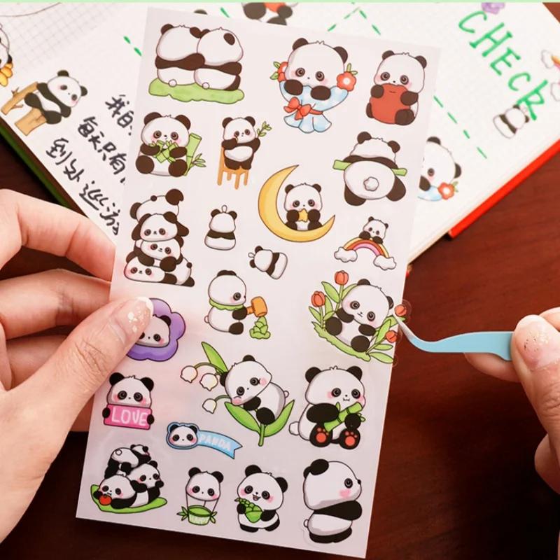 Kawaii Panda Creative Cartoon Stickers Cute Guka Hand-Painted Stickers High-Value Stationery Diy Hand-Painted Handbook Stickers
