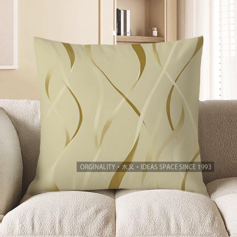 

Home Decor Golden Wavy Lines Geometric Pattern Pillow Pattern Cushion Cover Suitable for Sofa Bedroom Car Pillow Cover 40x40cm