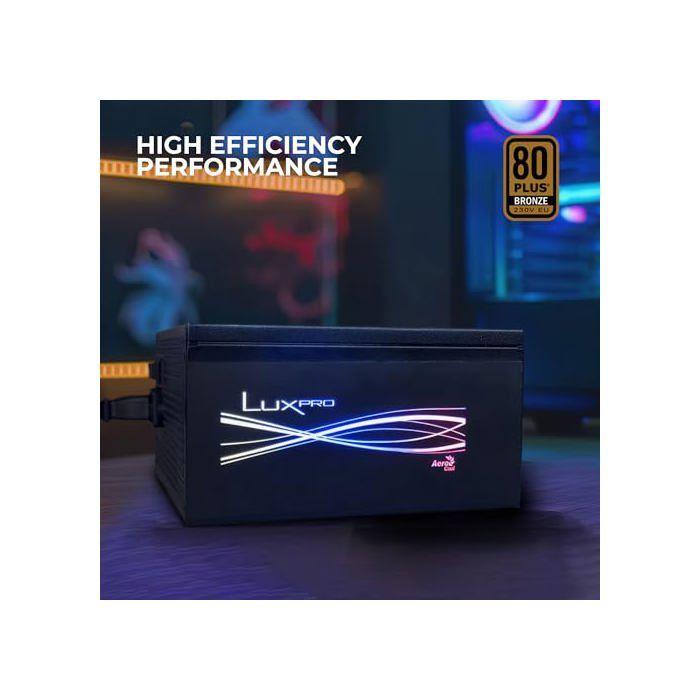 Bloc d'alimentation - aerocool - lux pro rgb 550m - 550w - 80plus bronze - éclairage led rgb