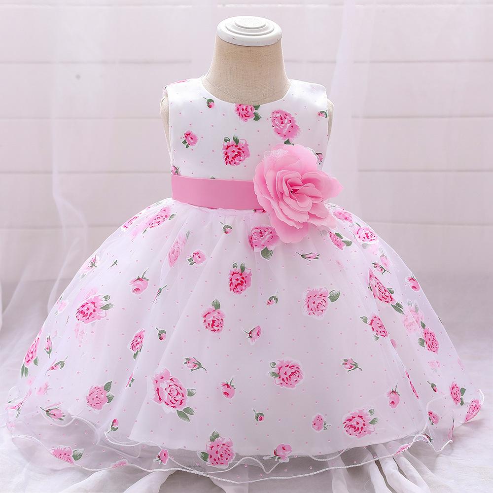 0-10 Years Summer Toddler Baby Girls Dress For Party Wedding Birthday Print Flower Christening Gown Children Clothes Floral