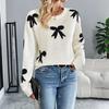 New Versatile Valentine's Day Round Neck Bow Ladies Jacquard Autumn and Winter Knitted Sweater