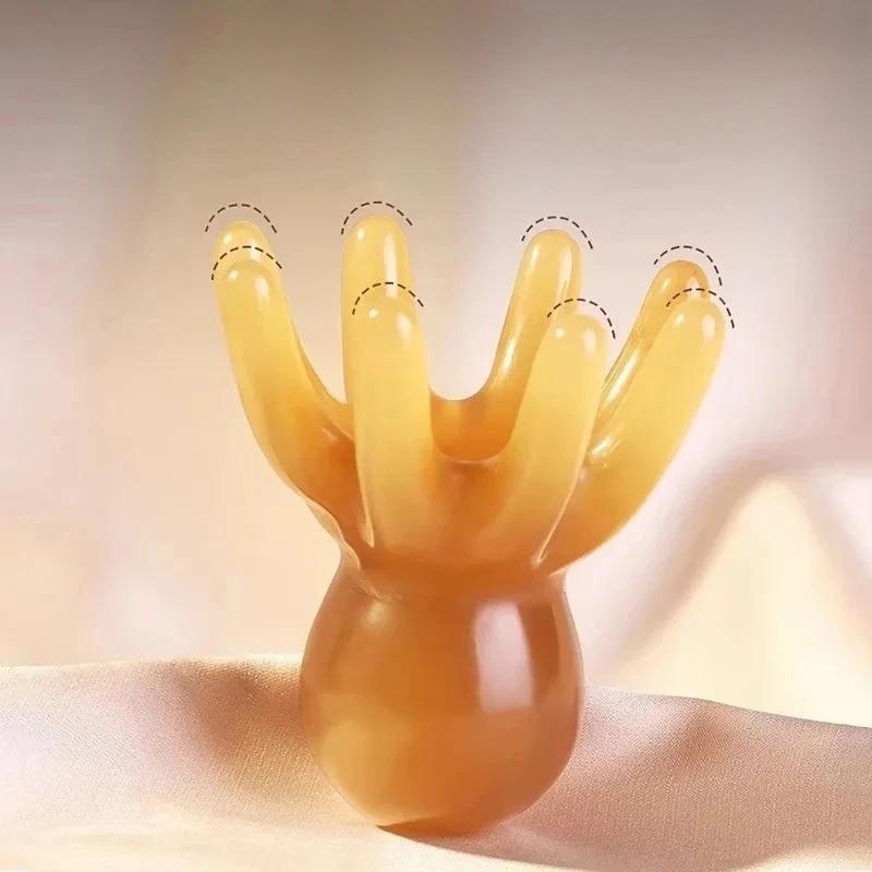 Octopus Massage Comb Resin Head Meridian Scraping Scalp Massage Brush Acupuncture SPA Gua Sha Massage Comb for Fatigue Relief