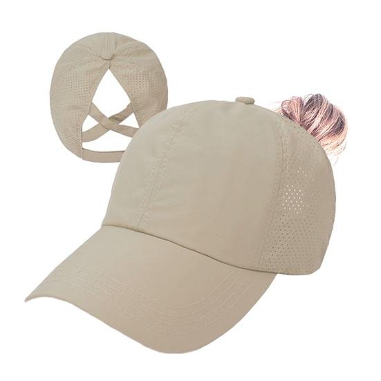 Women Baseball Cap, Adjustable Elastic Straps Quick-Drying Sun Hat, Criss-Cross Ponytail Design Baseball Hat for Running Yoga Hiking