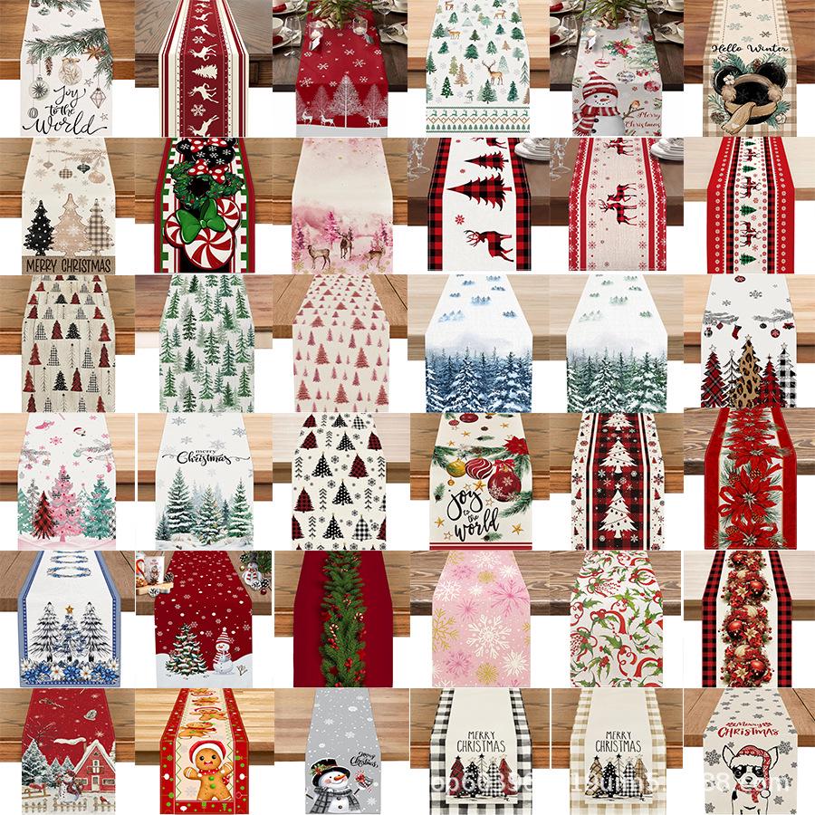 Christmas Table Runner with Santa and Tree Design