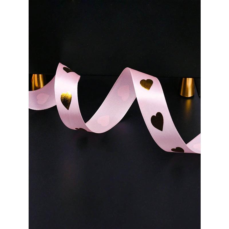 5 Yards Festive Golden Heart Ribbon High-Quality Polyester Holiday Ribbon, Wedding Ribbons, Gift Decoration Ribbons, Small Cake Decoration Ribbons