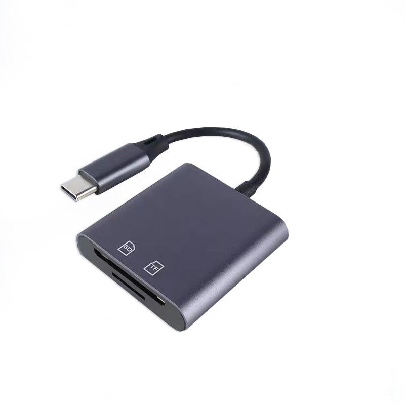 USB OTG Adapter with Type-C Interface Universal Aluminium Alloy Flash Drive TF SD Card Reader for IP15/16 Android Devices