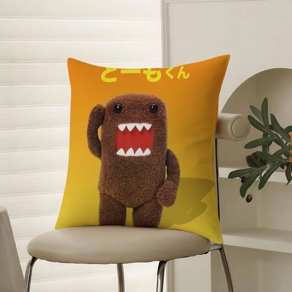 Popular Cartoon Characters Domo-kun-Fun Pillow Case Comfort Sofa Bed Silky Elegant Invisible Zipper Decorative Cushion Cover