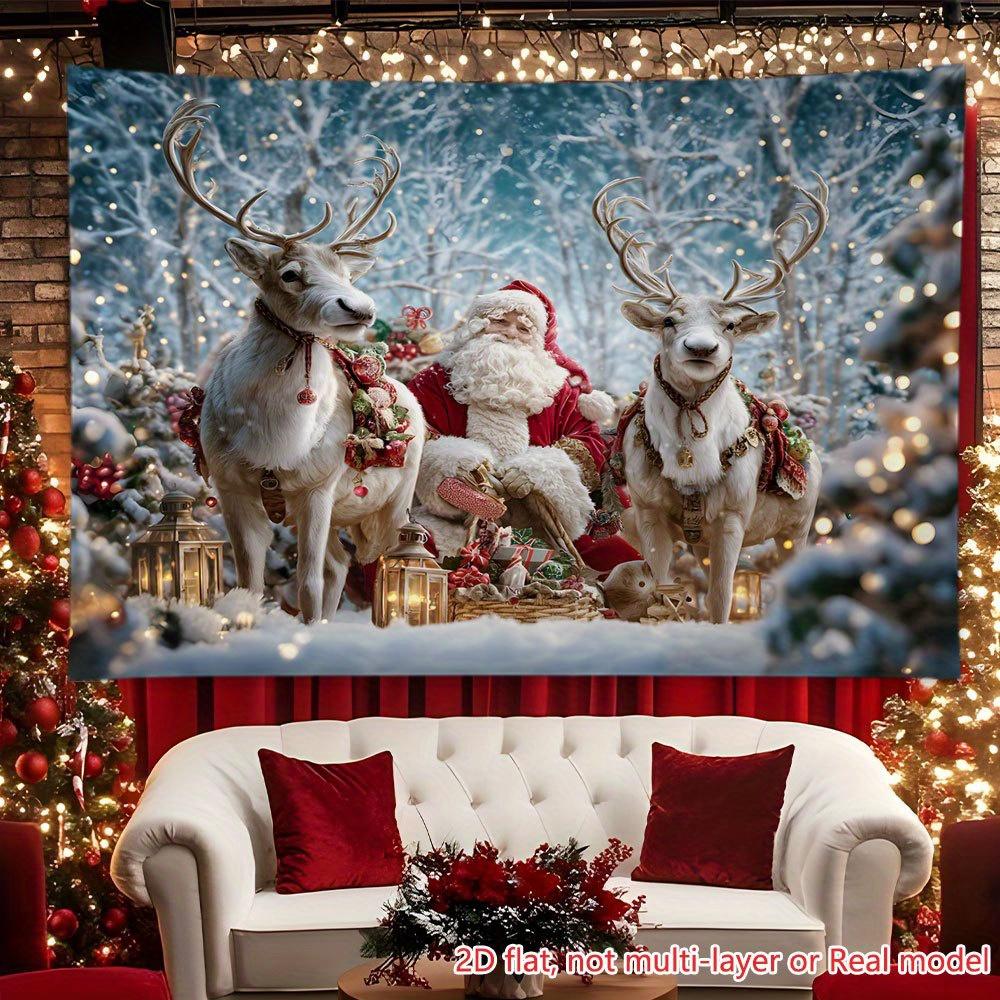 1Pcs Santa Reindeer Christmas Eve Sky Decoration Background Xmas Backdrop Decorations For Photo Studio Photo Booth Party