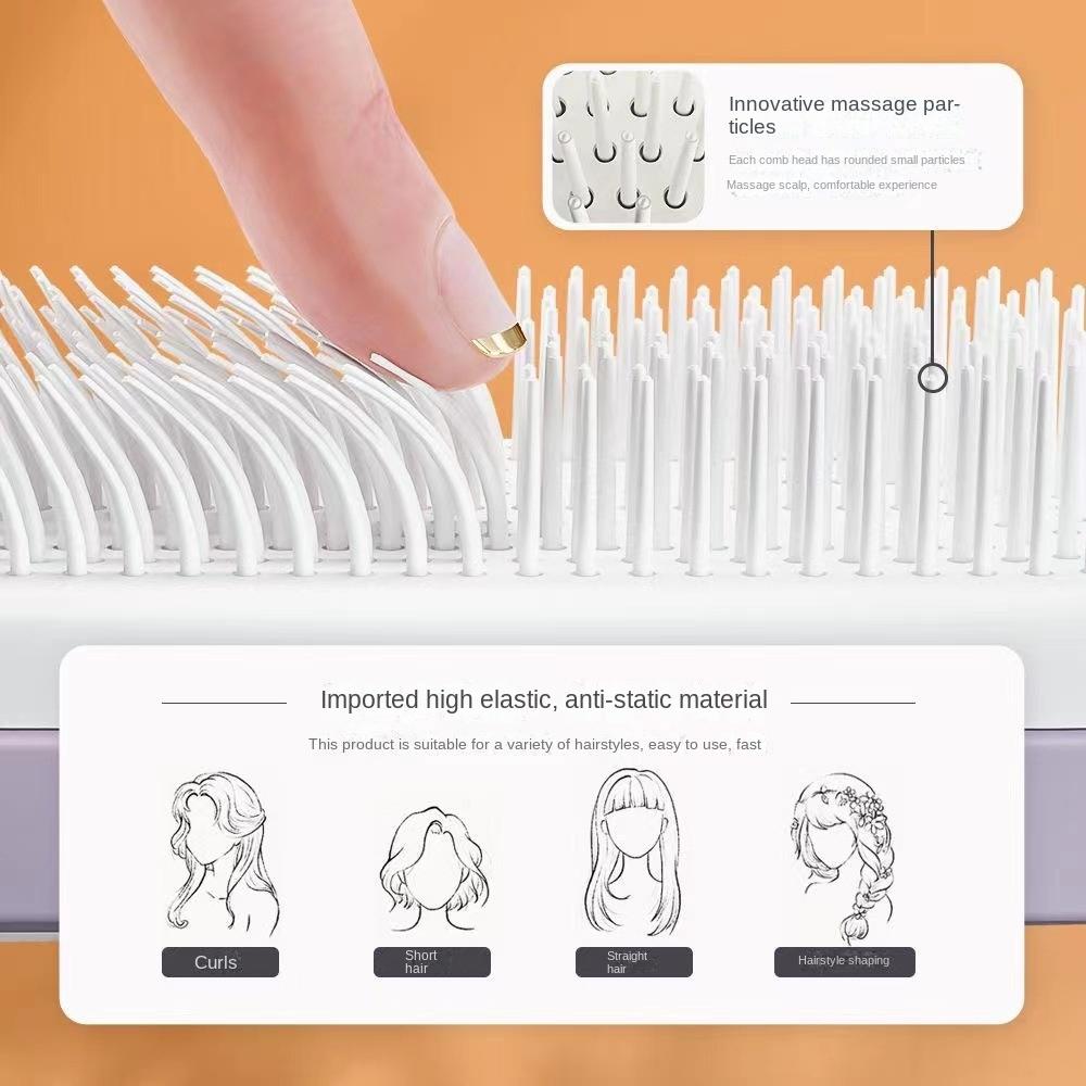 Rotating Hair Comb One Click Cleaning Telescopic Massage Comb Air Cushion Airbag Comb Household Women's Anti-static Hair Comb