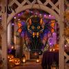 Festival Atmosphere Display Halloween Bat Cat Suncatcher, Stained Glass Style Acrylic Sun Catcher, Gothic Lightweight Hanging Ornament Black for Home