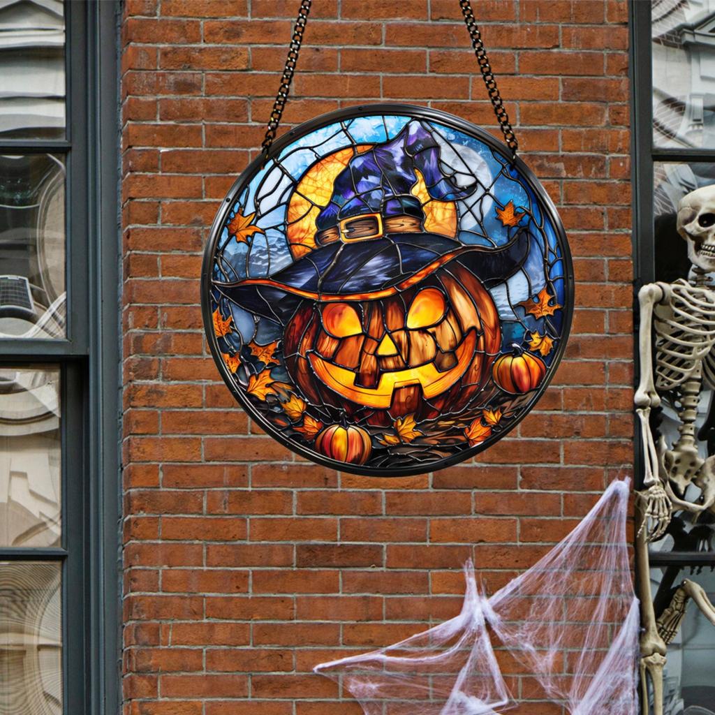 2D Acrylic Translucent Pendant Halloween Luminous Pumpkin Decoration Hanging Plate 20cm