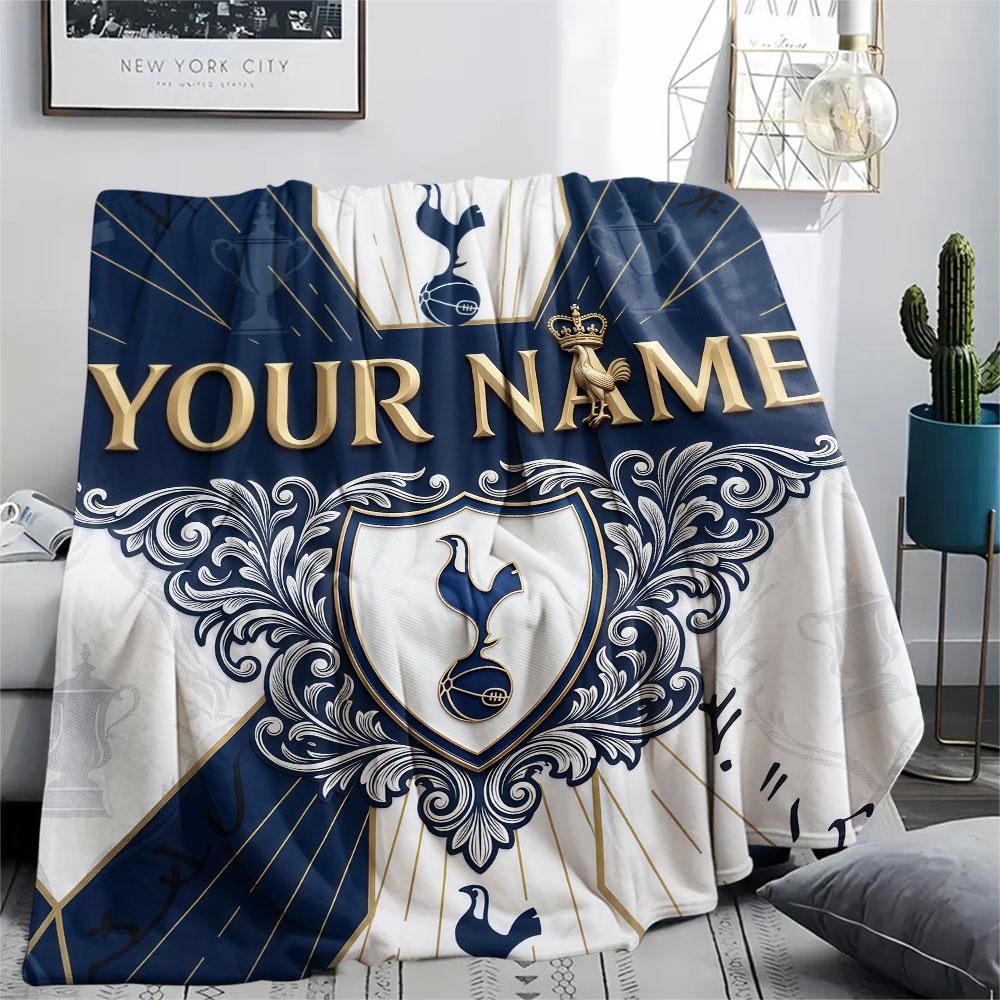 Custom Name,Tottenham Hotspur FC Printed Flannel Blanket, Soft Throw for Bedroom Sofa, Washable, Christmas Present, Great Gift.