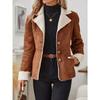 Faux Fur Button Front Thermal Jacket, Casual Long Sleeve Lapel Collar Outerwear for Fall & Winter, Women's Clothing