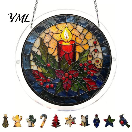 Translucent Puzzle Art Christmas Acrylic Suncatcher, Holiday Tree Snowman Stockings Red Bird Sun Catcher Pet Lover Gift Idea Kit for Adults,