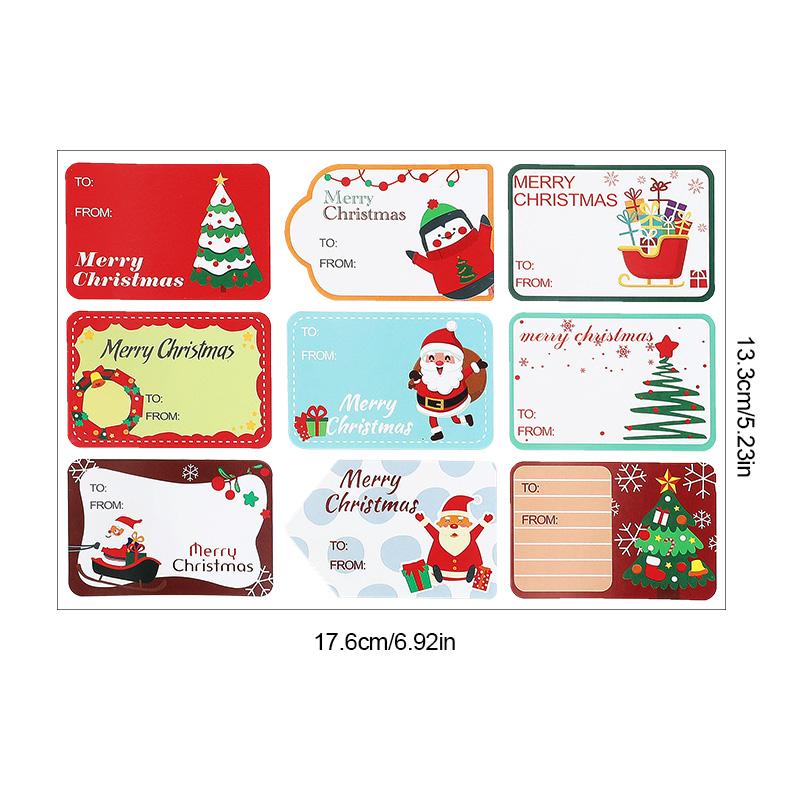 10Sheets Christmas Sticker Name Tags Gift Box Packaging Decoration Paper Label Sticker 2024 Merry Christmas Decor New Year 2025