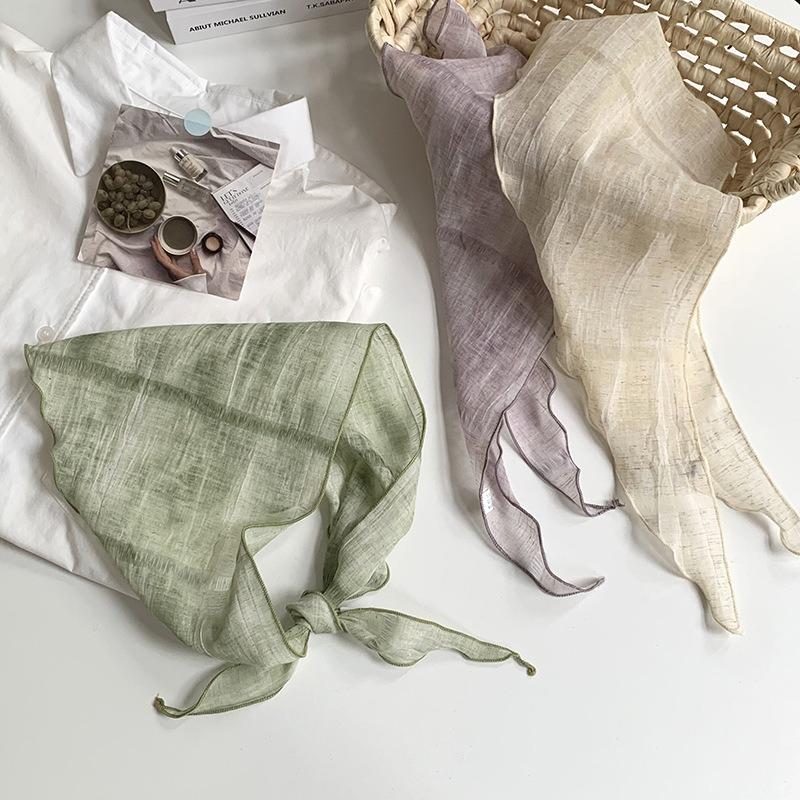 Triangle Scarf Scarf Women's New Literary and Versatile Neck Protection Silk Scarf Scarf Headscarf Summer Women's Pastoral Hair Accessories Headgear