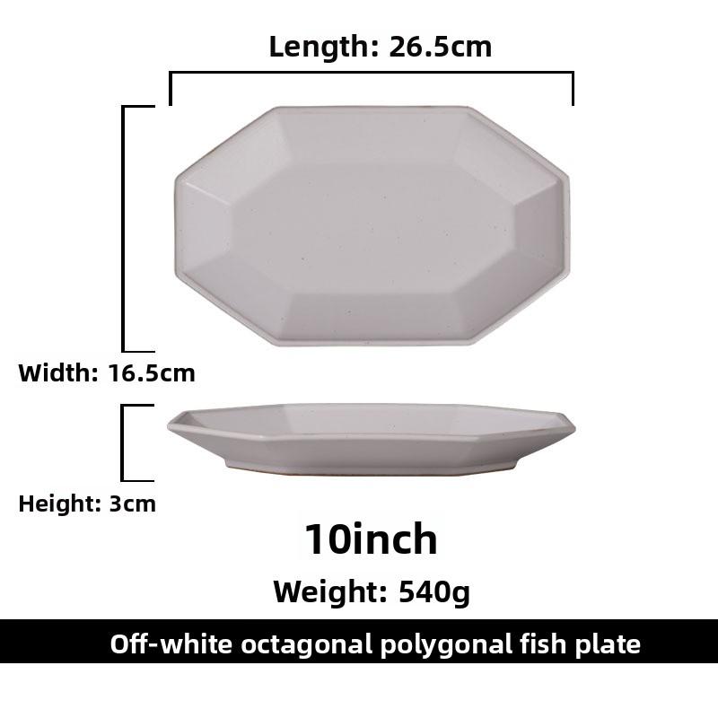 Japanese Style Ceramic Plate Irregular Rectangle Dish Creative Retro Tableware for Home Kitchen