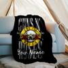 Custom Name Guns N Roses Theme Printed Blanket - Perfect for Couch, Bed, Travel & Outdoor Use | Machine Washable, Cozy & Durable.