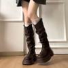 2025v Autumn and Winter Versatile Fashion Thick-soled Boots Thin Boots New High Boots Stacked Pants Tube Knight Boots