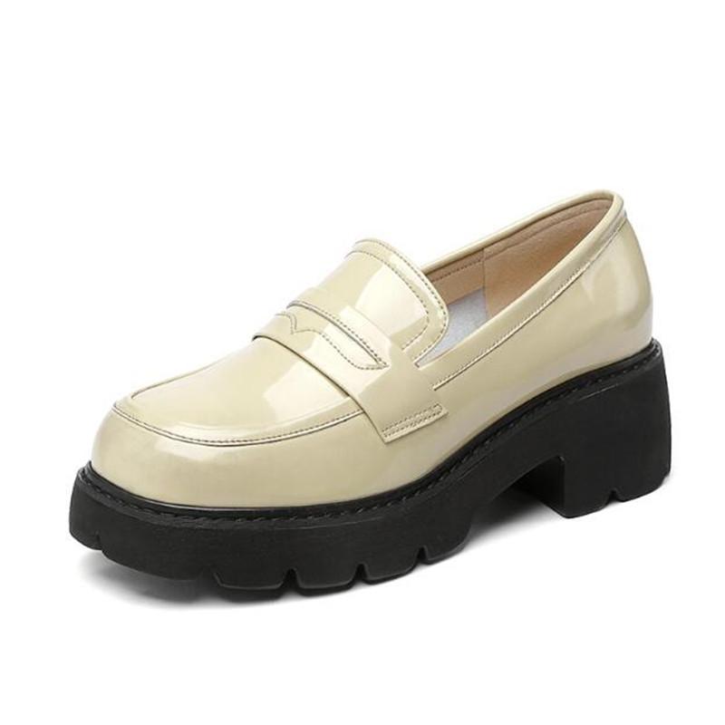 Plus Size 32-43 Loafers Shoes Women Genuine Leather 2024 Spring Platform Women Shoes British Style Fashion School Shoes Women