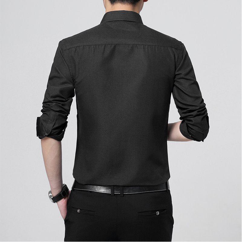 Versatile New Men's Casual Long Sleeve Slim Fit Solid Cotton Dress Shirts