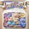 Teddy Bear Pattern Bedding Quilt Set Quilt Cover Pillowcase Home Decoration Birthday Gift (1 * duvet cover + 2 * pillowcase, without core)