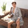 Men's Plus Size Silk-Feel Yukata: Lightweight Long-Sleeve Summer Robe & Pajamas