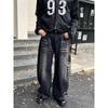 Autumn Men's Letter Printed Straight-Leg Baggy Jeans Hip Hop Fashion Washed Denim Pantalones American Retro Y2K Streetwear Jean