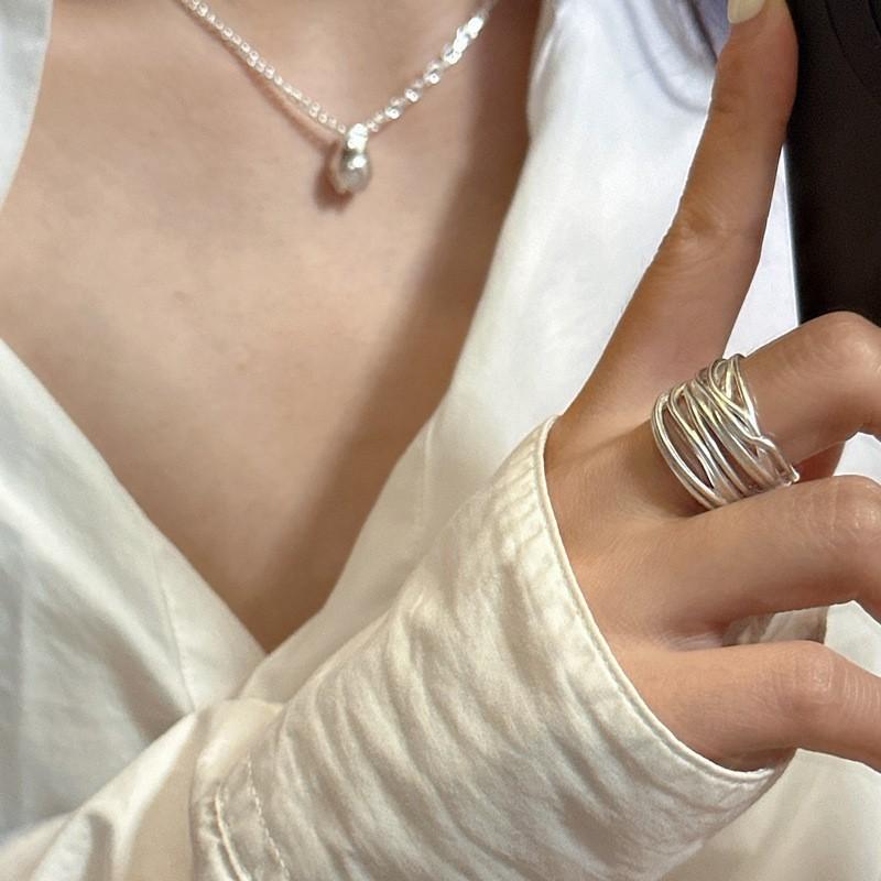 Sterling Silver Trend Arched Wide Ring For Female Geometry Punk Design Jewelry Asymmetric Gift Dropshipping
