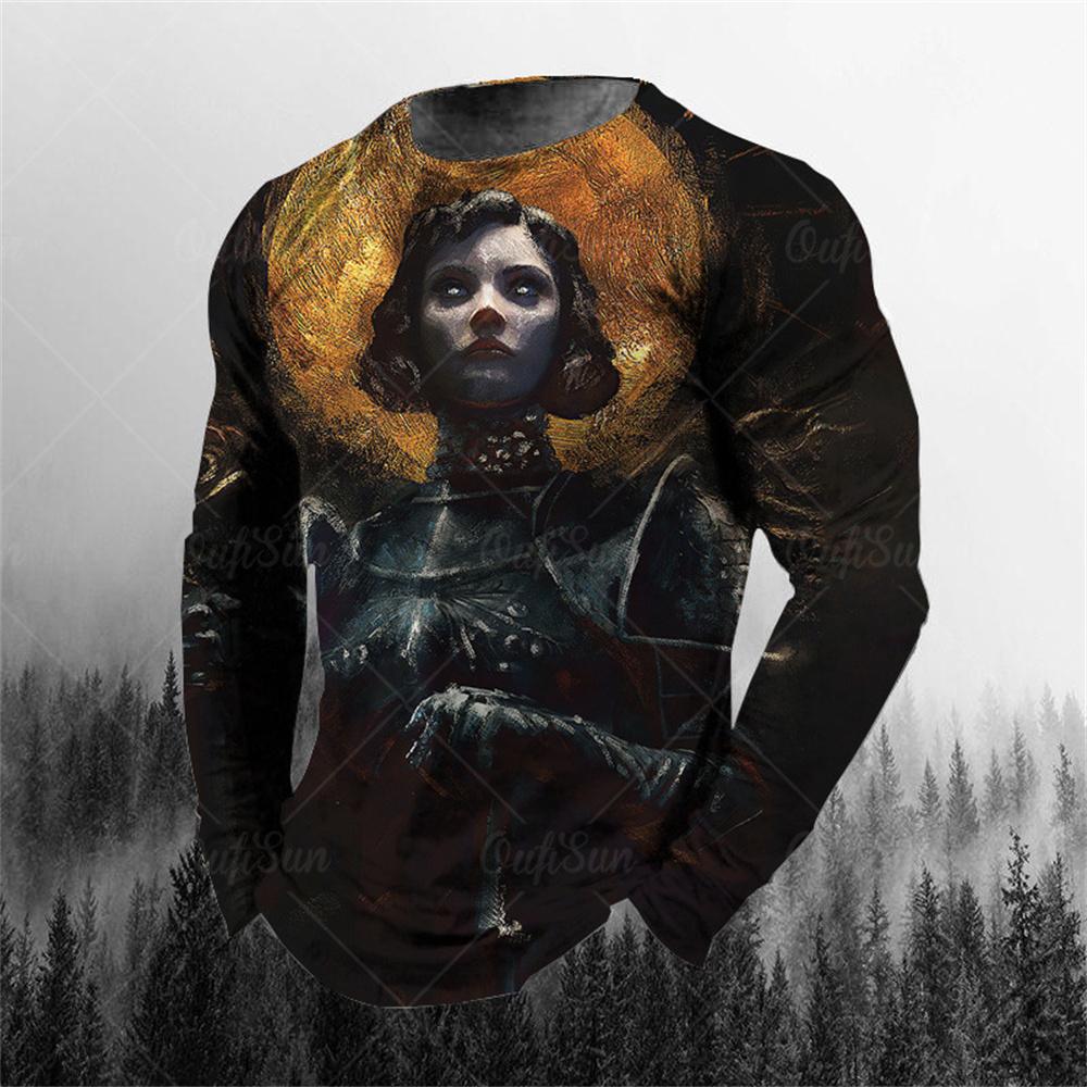 Vintage Genie Ghost 3D Print Sommar T-shirt med rund hals för män Casual långärmad T-shirt Oversize tröja Mode Herrkläder