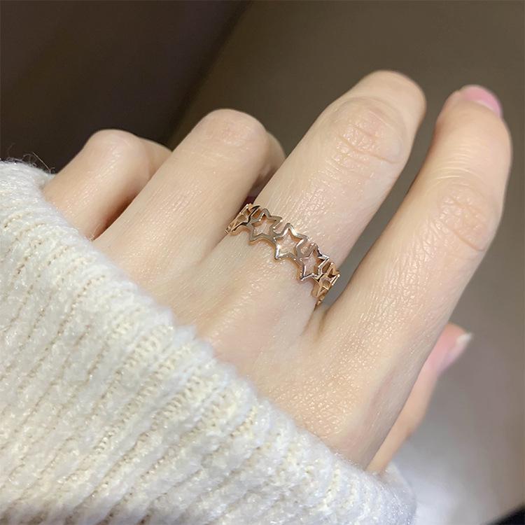

Korean Style Gold-Plated Titanium Five-Pointed Star Ring Size 10