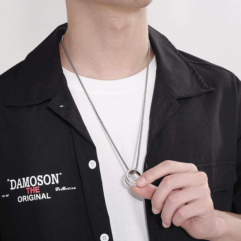 Punk Fashion Gold Color Zircon Pendant Neckalces Men Women Hiphop Titanium Stainless Steel Rhinestone Choker Necklace Jewelry