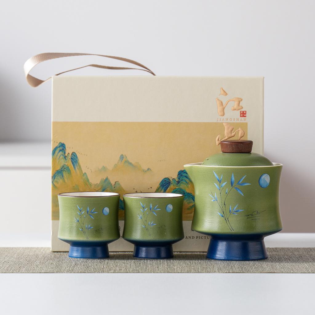 Merchandise Forbidden City Cover Bowl Kung Fu Tea Set Household High Foot Small Tea Bowl Literati Travel Tea Set Business Gift Set