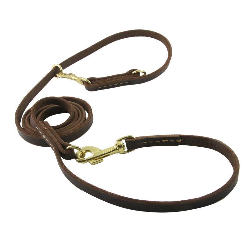 Multi-Function Cowhide Dog Leash: Convenient Tie-Out and Running Rope