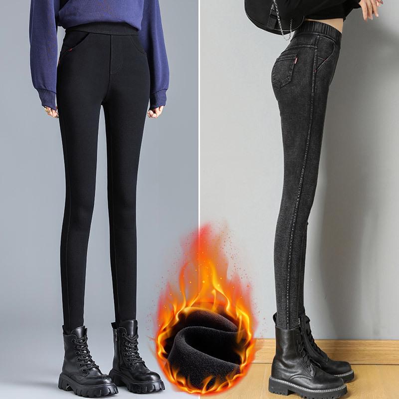 Petite High-Waisted Women's Fleece-Lined Leggings: Thickened for Outerwear, New 2025 Style, Perfect for Spring, Autumn, Winter