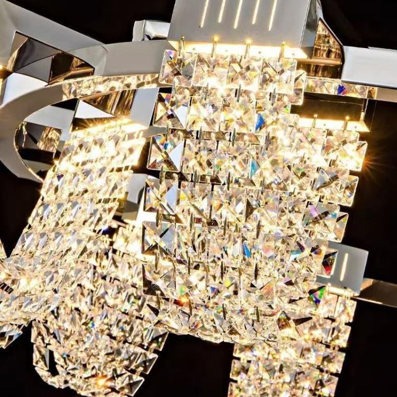 Luxury Chrome Crystal Chandelier Luster Led Ceiling Chandeliers for Villa Living Dining Room Bedroom Postmodern Home Decor
