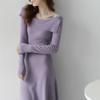Fashion Knitted Off Shoulder Dress With Long Sleeves For Casual And Party Wear