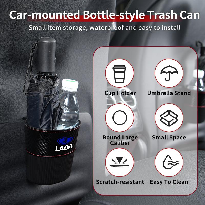 Vertically Ribbed Plastic Car Storage Box Trash Can Clip Installation For Lada Priora Sedan Sport Kalina Granta Vesta Niva