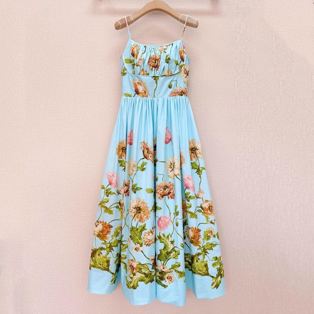 Sleeveless Strap plus size Vintage Floral New In Dresses For Women Casual Long Summer Dress