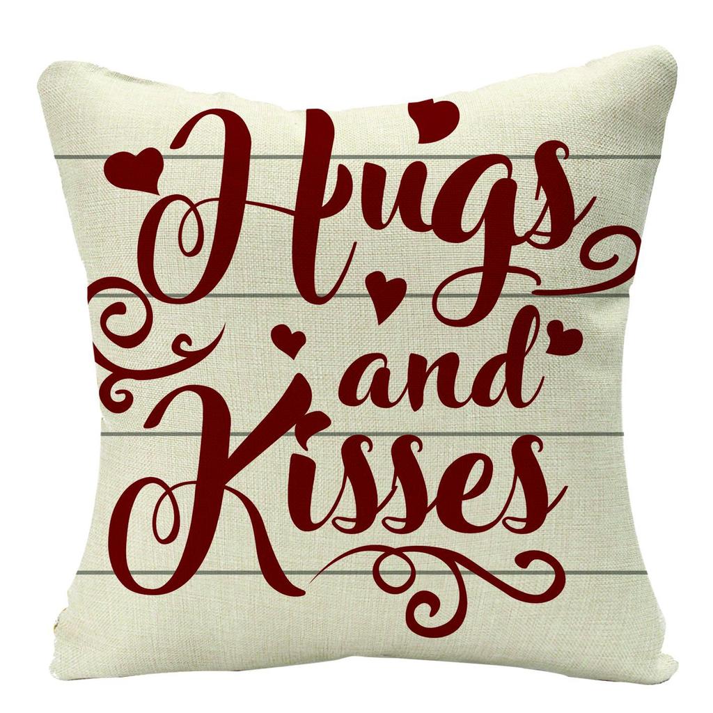 Plaid Valentine's Day Theme Linen Pillow Cover Home Sofa Pillow Cushion Hair Cover