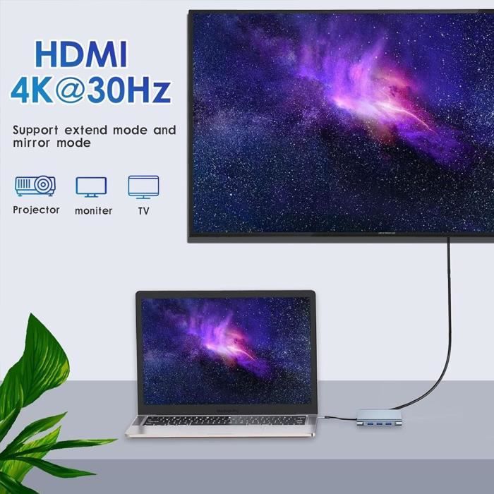 USB-C-Adapter - 8-in-1-Hub - HDMI 4K - VGA - USB 3.0 - Gigabit-Ethernet