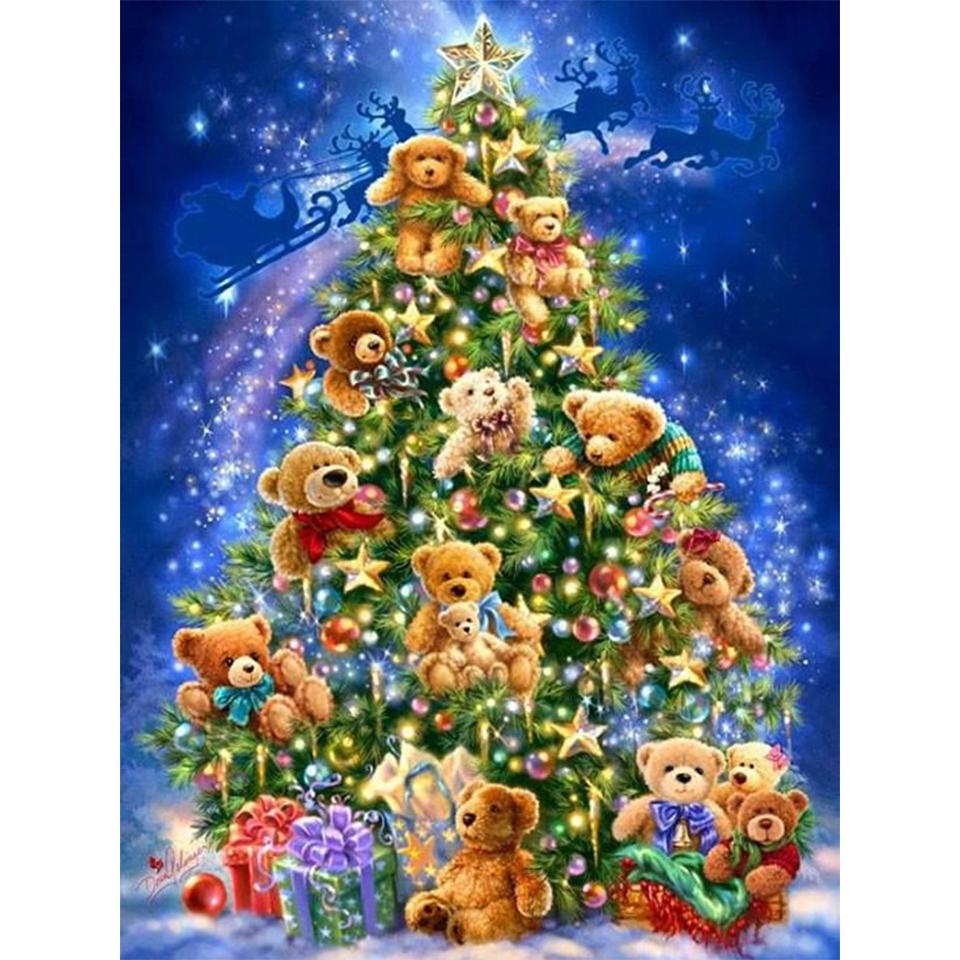 5D DIY Diamond Painting Full Round Christmas Tree Kit Embroidery Mosaic Picture Cross Stitch Wall Sticker Gift Home Decoration