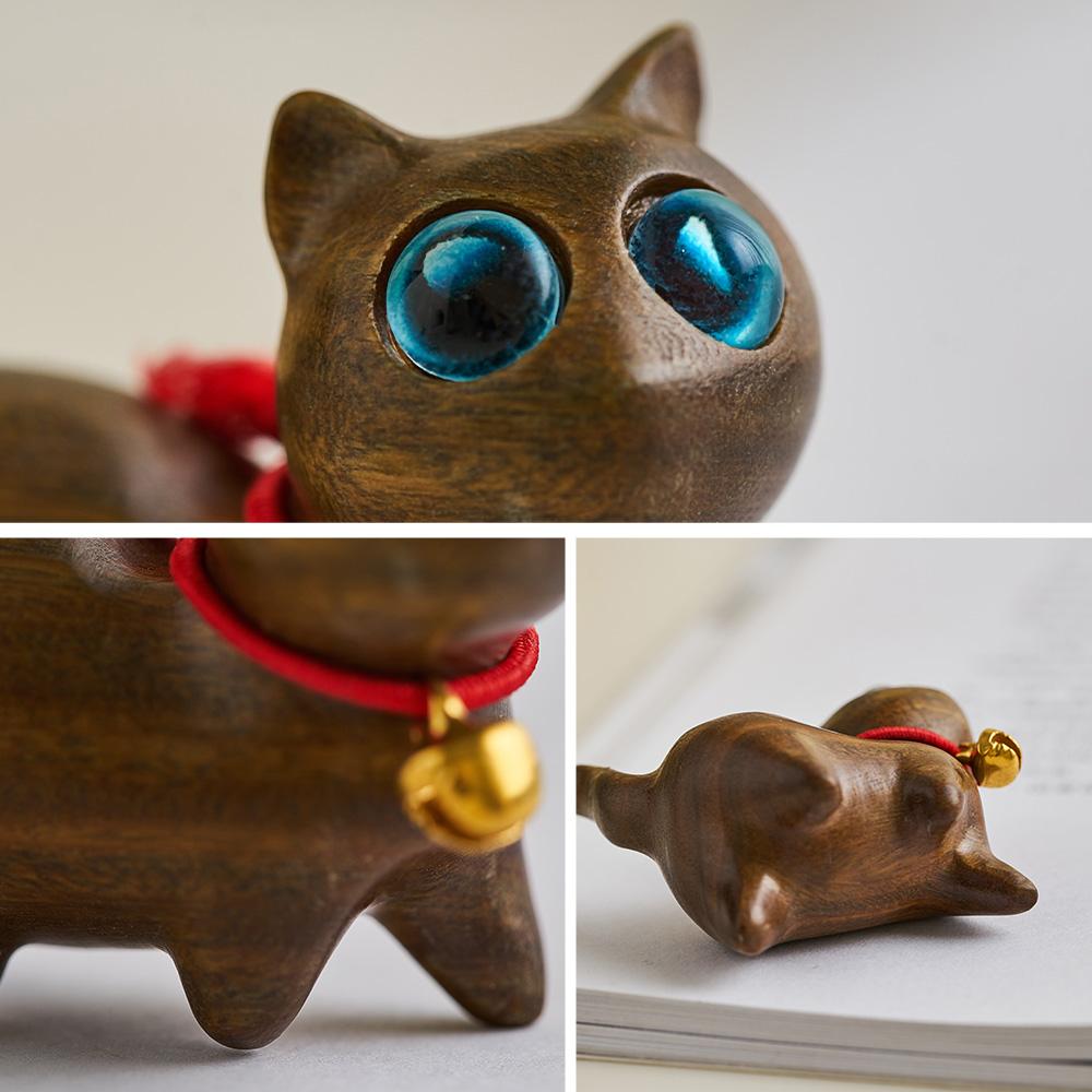 Creative Gift Office Desk Sculpture Decorative Figurines Home Accessories  Home Kawaii Wood Cat Statue Mini Desktop Decoration