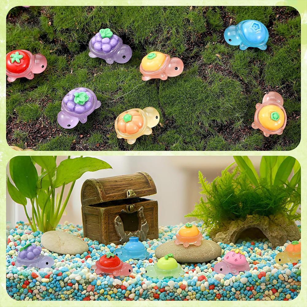 10/20/30Pcs Mini Turtles Glowing In The Dark Miniatures Animal Resin Figurines Micro Landscape DIY Garden Decoration