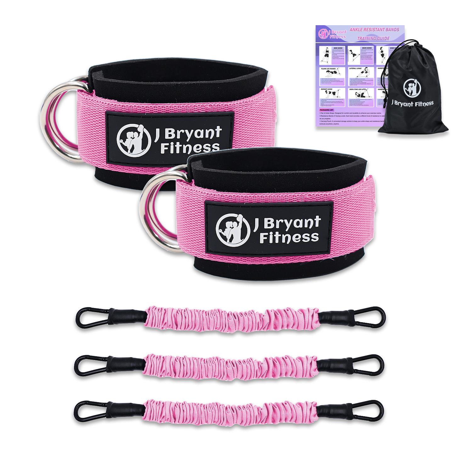 

Ankle Resistance Bands with Cuffs Set 60LB 3 Different Pound Resistance Bands Designed For Leg Glute Exercise Fitness Equipment High Quality розовый