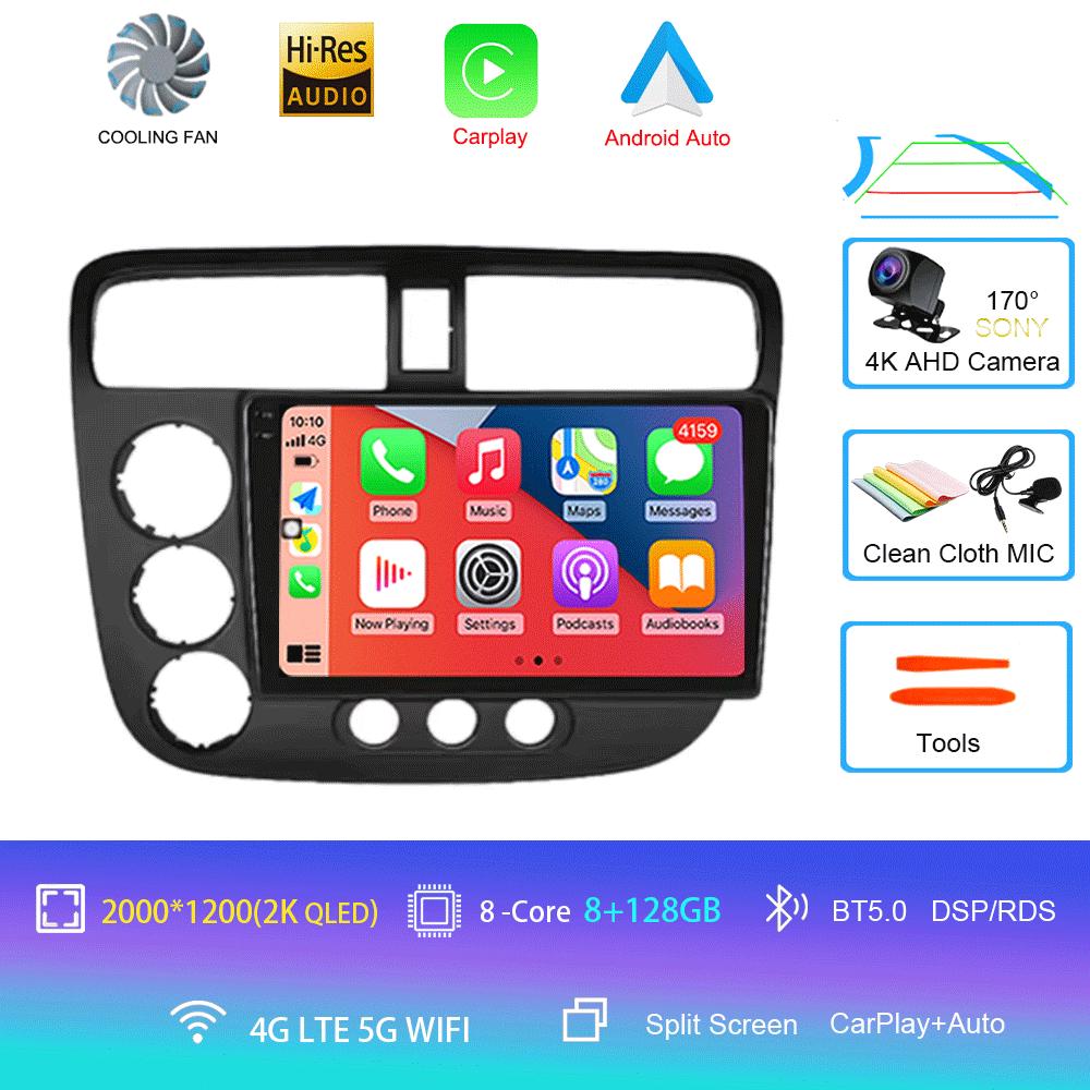 Car Radio Android 14 Carplay Auto Multimedia Player For Honda Civic 7 2000-2006 Navigation Autoradio GPS Stereo 2din Head Unit