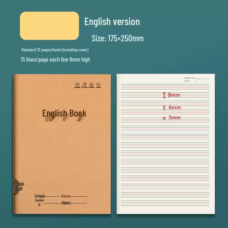 Primary & Junior High School Workbook: Grades 3-6, B5 English Composition & Math Practice Notebook